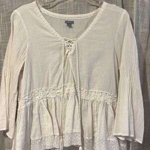 Coldwater Creek Ivory Lace Detail Blouse